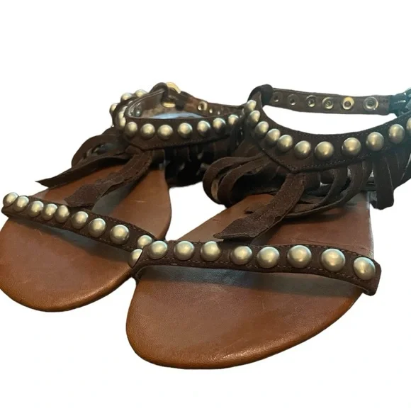 Jeffrey Campbell Ibiza Brown Suede Fringe Tassel Sz 6 - Picture 2 of 10